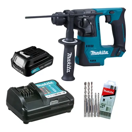 Kit Martelete Rotativo À Bateria Hr140dz Makita E Bateria E Azul-turquesa 127/220v
