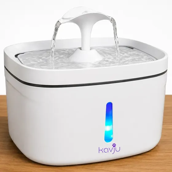 Bebedouro Kvju Automático Com Led De 2.5l Para Gatos E Cães 5v Branco