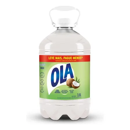 Sabão líquido Ola Lava Roupas Roupas Delicadas coco garrafa 3.8 L