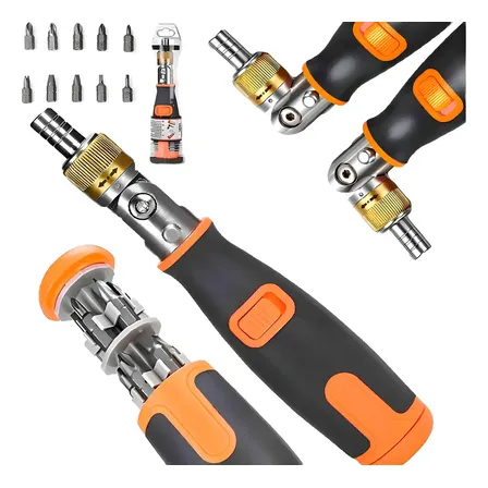 Kit Chave Catraca 1/4 12 Pçs Bits Fenda, Philips, Torx, U, Y, Triangular, Pozidriv, Soquete