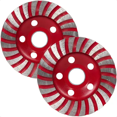 Kit 2 Disco Desbaste Casa Panta Diamantado Turbo 100x22mm Concreto Mármore Vermelho