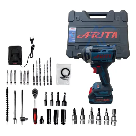 Chave De Impacto Arita 20v Sem Fio 500nm 2 Baterias 4ah Com Maleta Azul 127/220v