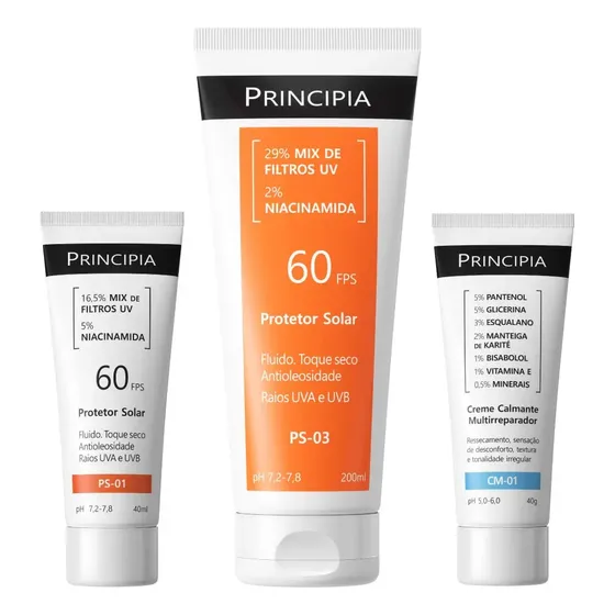 Principia Kit Proteção Solar Completa Ps03 Corporal + Ps01 Facial + Cm-01