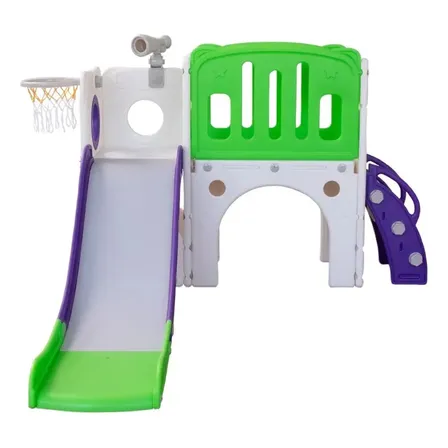 Playground Infantil Freso Baby Mini Mundo Infinity Com Escorregador E Túnel Roxo Com Verde