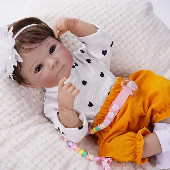 Brastoy Boneca Bebê Reborn Pintada Menina Silicone 48cm