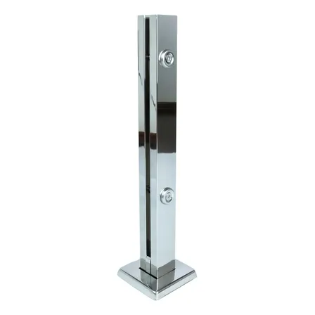 Torre Pinça Vertical Inox 40cm 2 Furos Guarda Corpo Vidro