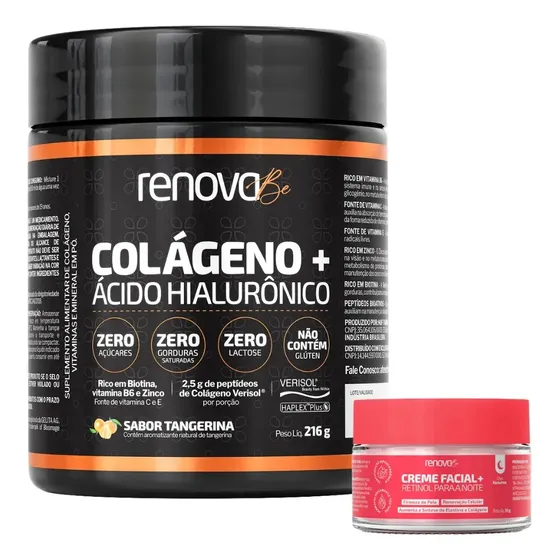 Colágeno Verisol com Ácido Hialurônico Haplex Plus e Biotina 216g Renova Be - Tangerina