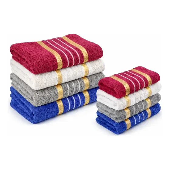 Toalhas 04 Banhão E 04 Rosto 8 Soft Algodão Laune Haus Cor Kit em Cores Sortidas