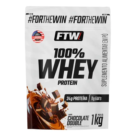 Suplemento Whey Protein 100% Concentrado Refil 1kg Sabor Chocolate Double Ftw Duplo Chocolate