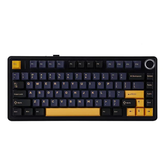 Teclado Mecânico Aula F75 Preto Sem Fio Tri Mode 75% Hotswap Rgb Idioma Inglês Us Azul-escuro