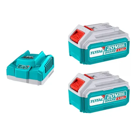 Kit De Carregador Rápido E 2 Baterias 4ah 20v Compatíveis, Ferramentas Sem Fio, 20v, P20s Total