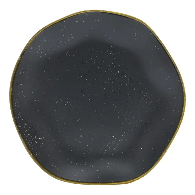 Conjunto Com 6 Pratos Fundos 22,5cm Volcana Ryo Preto Oxford Liso Acetinado Com Estalte Reagende