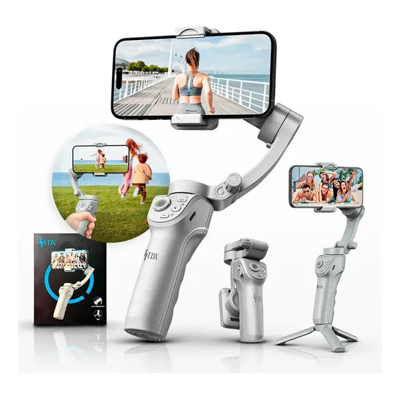 Gimbal Estabilizador De Vídeo 3 Eixos Com Tripé I.a Integrada Rastreamento Facial Pau De Selfie Adaptável Anti-tremor Câmera 360 Compatível Com iPhone Andoid Ios Modo Inception Cinza
