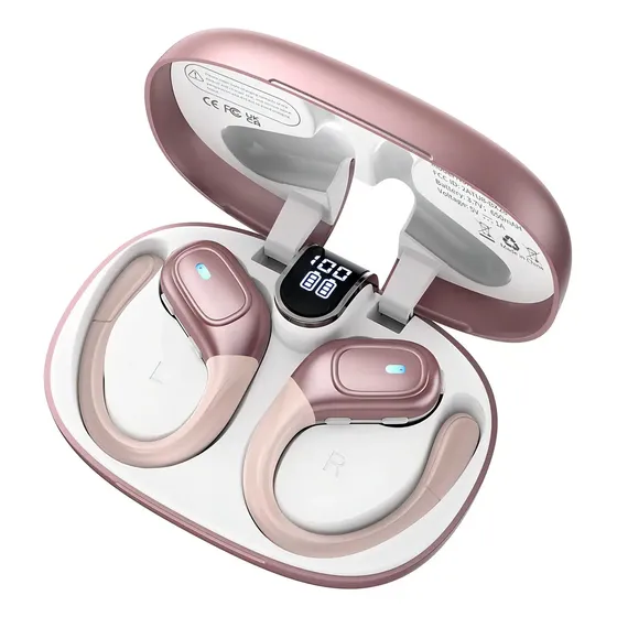 Fones de ouvido Bluetooth esportivos sem fio Ipx7 5.3.650 mAh, Bluetooth 5.3, cancelamento de ruído Enc, tela LED, resistência à água IPX7, para negócios, entretenimento e corrida