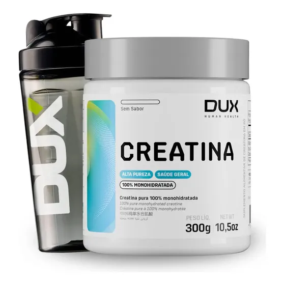 Kit Dux Creatina 100% Pura 300g + Coqueteleira Dux Pro 800ml Sem Sabor