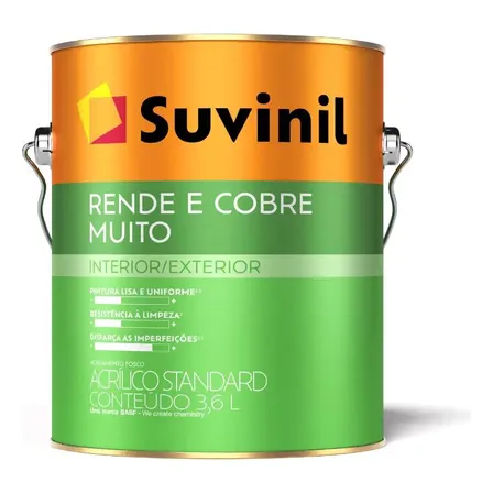 Tinta Acrílica Suvinil Rende & Cobre Muito 3.6l Fosco Cromio