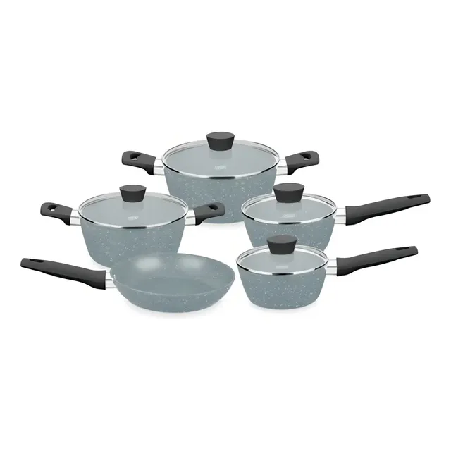 Conjunto De Panelas Carmela MTA 5 Peças Cor Cinza Revestimento Cerâmico