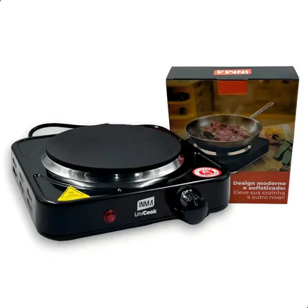 Fogão Elétrico De Mesa Portátil Inma Com 1 Boca E Temperatura Ajustável Preto 127v