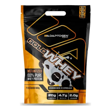 100% Gold Whey Refil Concentrado 900g - Adaptogen Science Sabor Cookies