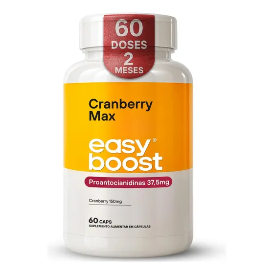 Cranberry Max Easy Boost Proantocianidinas 37,5mg Extrato de Cranberry 60 Cápsulas 700mg
