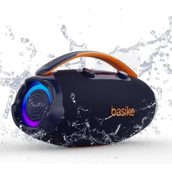Caixa De Som Basike Ba-rad207 80w Rádio Fm Bluetooth 5.3 Tws Rgb Bass Boost 9000mah Azul 127/220v