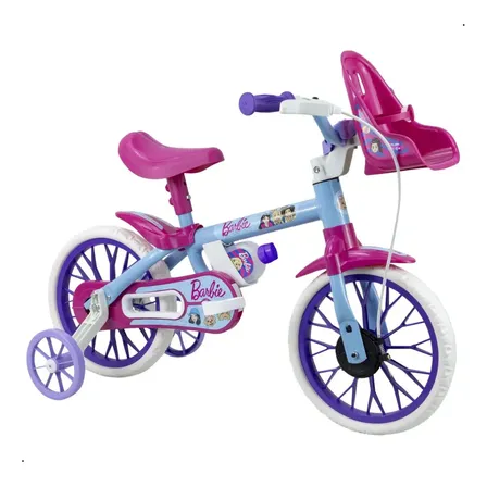 Bicicleta da Barbie Nathor Aro 12 Rosa Infantil Meninas c/ Rodas de Treinamento