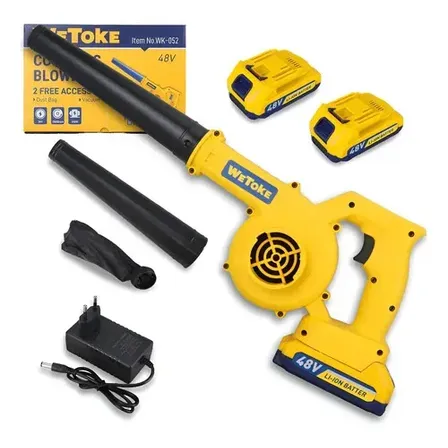 Soprador E Aspirador De Folhas Portátil 48v 2 Baterias Cor Amarelo
