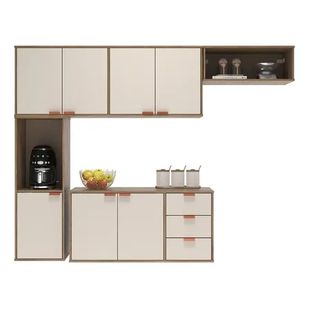 Conjunto De Cozinha Nórdico Suspenso Elegância E Praticidade Cor Off White