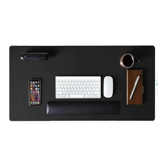 Mousepad Extra Grande Preto 90x40 cm Deskpad Couro Antiderrapante Mesa Computador Notebook - KingPad