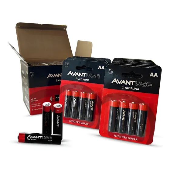 Kit 48 Pilhas Alcalina Pequena Aa 1.5v 2a Avant Use