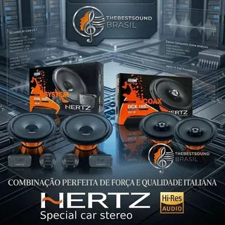 Kit Alto Falante 2 Vias Hertz Dsk 165.3 + Coaxial Dcx 165 Cor Preto