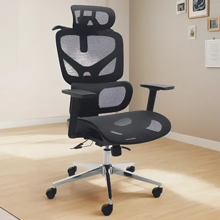 Cadeira Para Escritorio Linha Premium Ajuste De Altura Regulagem Na Lombar Ergonômica Estofado 100% Respirável Em Mesh 2D Reclinável Giratória Marca Brin7 Modelo B7-006