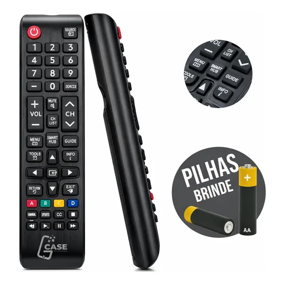 Controle Remoto para TV Samsung Smart Hub Universal com Pilhas Gcase Acessorios