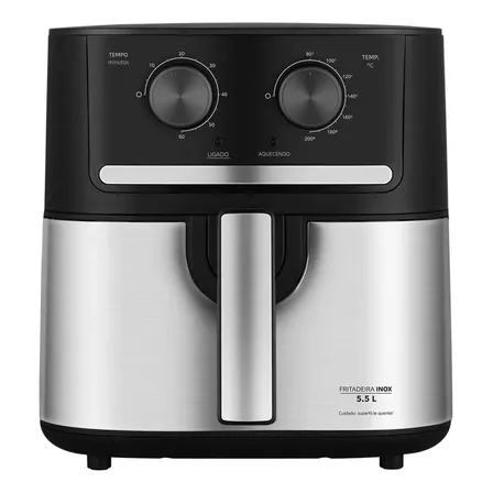 Fritadeira Air Fryer 5,5l Cyclone Preto E Inox Midea