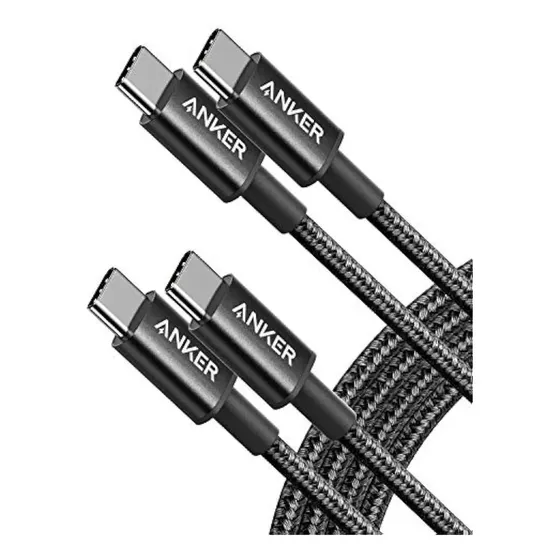 Cabo Usb Tipo C para Tipo C Anker (1,0m, Kit com 2), 100w PD Carga Súper Rápida, Cor Preta, para iPhone, Samsung, Motorola, Xiaomi, MacBook, HP, Dell, Google e outros dispositivos com porta USB‑C
