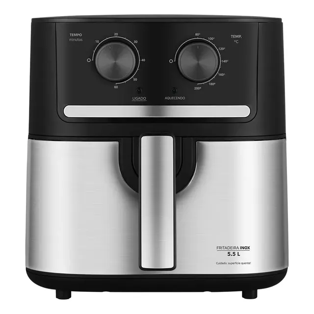 Fritadeira Air Fryer 5,5l Cyclone Preto E Inox Midea