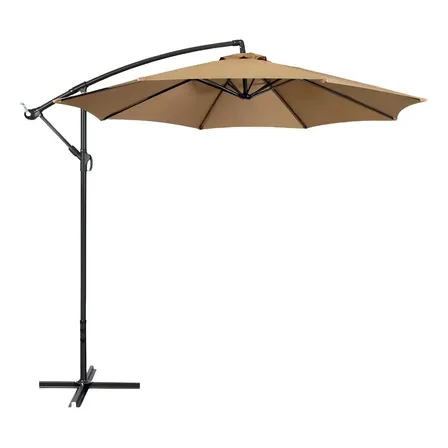 Guarda Sol Ombrelone Suspenso Lateral Base 3m Piscina Jardim Cor Creme Liso Mmi Ombrelone