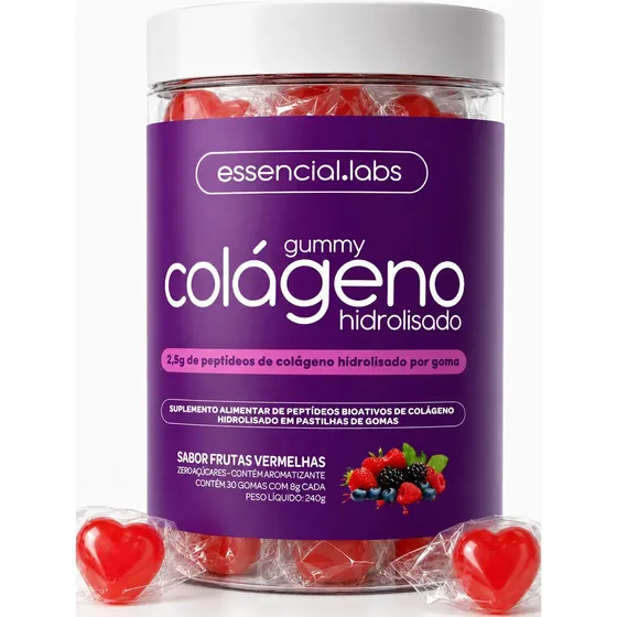 GUMMY de COLÁGENO VERISOL® com 2,5g de Peptídeos Bioativos por Gummy e Tecnologia Alemã - 30 Doses - Sabor Frutas Vermelhas