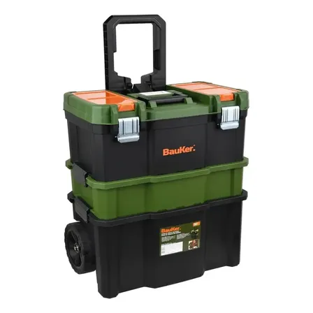Caixa Carrinho Porta Ferramentas Com Rodas Bauker Verde E Preto Preto Com Verde
