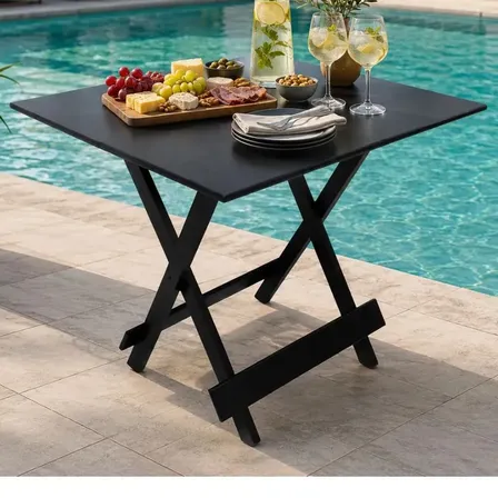 Mesa Dobrável 70cmx70cm Preta Preto