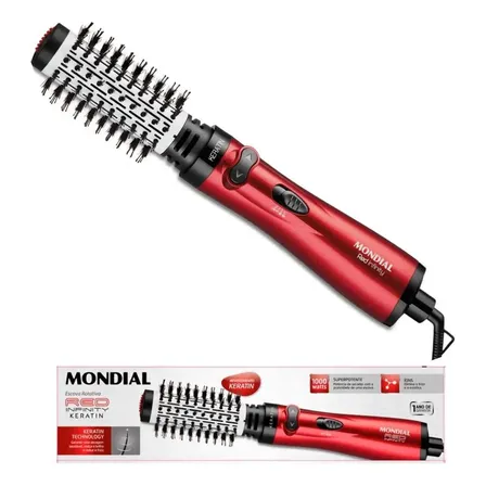 Mondial ERB11KR Infinity Keratin Escova Rotativa Secadora Modeladora Cerâmica 1000W Vermelho Bivolt
