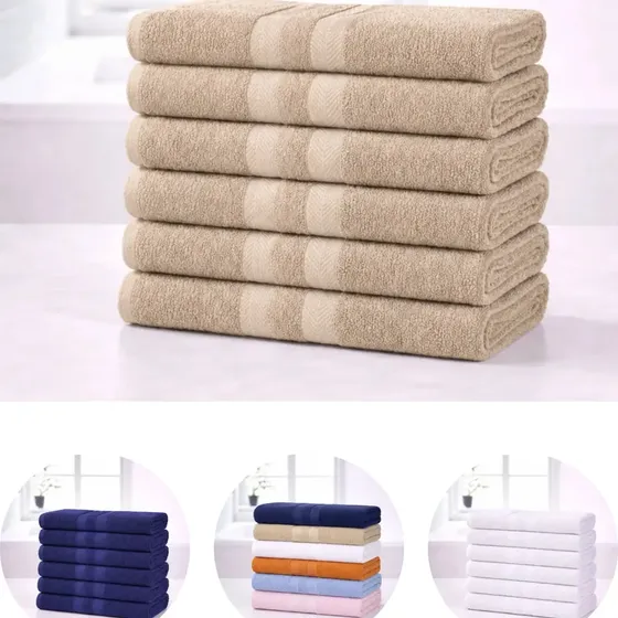 Kit 6 Toalha de Rosto Lisas Algodão Leves Macias Enxuta Toalha Para Salão Academia Hotel Pousada Clínica Pet Shop Barbearia Lavabo Banheiro Spa Uso Diário Bege Médio - 44x60 cm - Renova Enxovais
