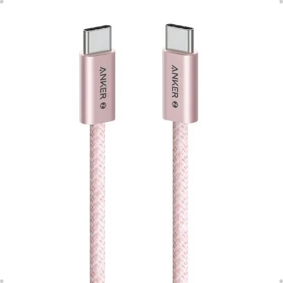 Cabo USB-C para Tipo C Anker 240W Carga Súper Rápida 1m Cor Rosa PD3.1 Trançado Resistente Sujeira, Apple, iPhone 17/16/15, MacBook, iPad, Samsung Galaxy, Motorola, Xiaomi, Dell, Lenovo, HP, Asus