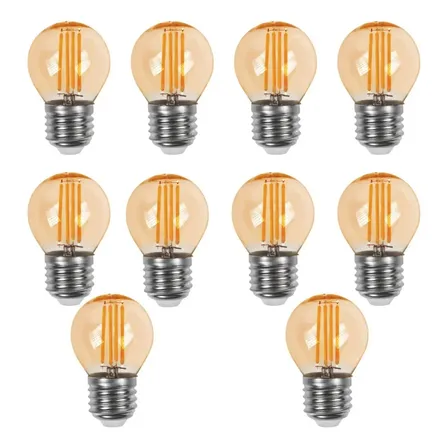 10 Lâmpada Led Filamento Bolinha Decorativa 4w Varal Luz Amarelo (âmbar) 127/220v Branco-quente