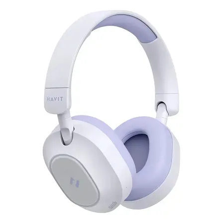 Headphone Gamer Havit H668bt Bluetooth 5.4 Over-ear 3d Multiponto Anc Hibrido 80h Cor Roxa Violeta