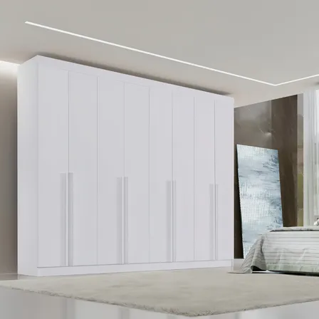 Guarda-roupa Casal Mdf 8 Portas Branco Império D'doro Moderno