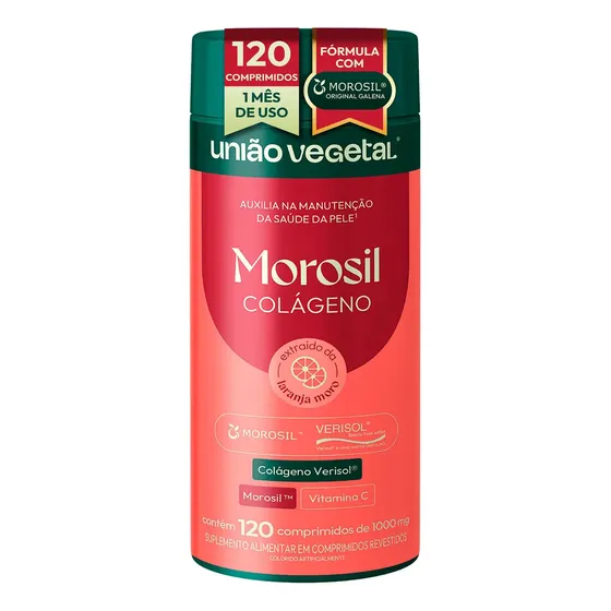 Morosil 500mg da Galena + Colágeno Verisol 2,5g + Vitamina C 90mg - Extrato de Laranja Moro - União Vegetal - 120 Comprimidos Revestidos - 30 Dias de Uso