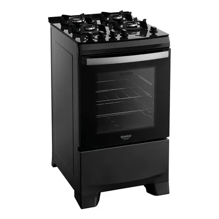 Fogão 4 Bocas Dako Supreme Black Glass com Mesa de Vidro e Acendimento Digital Bivolt