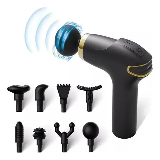 Massageador Profissional Elétrico Para Fisioterapia E Corpo,com 5 Marchas Ajustáveis E 8 Tipos De Acessórios,pistola De... 127/220v Amarelo Preto