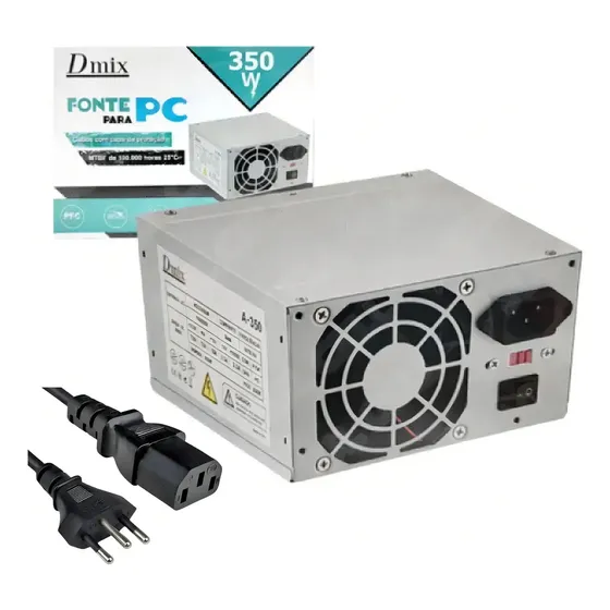 Fonte De Alimentação Atx 350w Para Pc Computador Dmix Cor Cinza